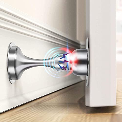 WINONLY Door Stopper, Magnetic Door Stop, Stainless Steel, Magnetic Door Catch, 3M Double-Sided Adhesive Tape, No Drilling, Screws for Stronger Mount, Hold Your Door Open, 1 Pack to Have a Try - style: 1 Pack-Silver