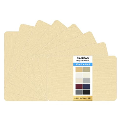 KING MOUNTAIN Canvas Repair Patch 5×8 Inch Self-Adhesive Waterproof Fabric Patch for Sofas, Tents, Furniture,Tote Bags, Car Seats (Beige) - color: Beige, size: Canvas-5"W×8"L