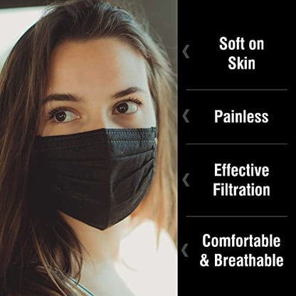 WECARE Disposable Face Mask Individually Wrapped - 50 Colored and Print Face Masks - color: Midnight Black
