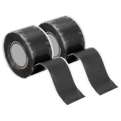 uxcell 2 Pcs Self Fusing Silicone Tape, 1" x 10ft Waterproof Water Leak Sealing Tape for Plumbing Pipe Hose Repair Handles, Black - color: Black, size: 1" x 10ft