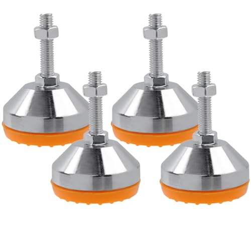 M8x50mm Leveling Feet, 2200 lb Capacity Heavy Duty Adjustable Swivel Furniture Glides, 1.97 Inch Anti-Slip Base, Rubber Feet Levelers for Table, Shelves, Workbench, Cabinet, Machine, 4Pcs - color: Orange, size: D50xM8xH50mm