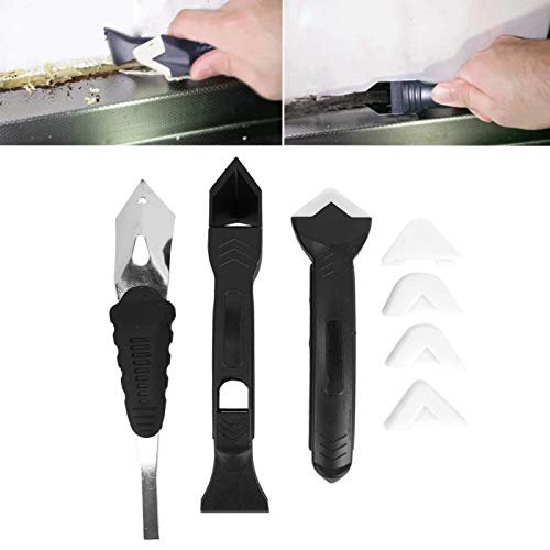 Caulk Tools Kit Silicone Sealant Remover Shovel Glass Cement Caulking Scraper Sealant Finishing Tool Grout Scraper For Kitchen Bathroom Window, Sink Joint 3 In 1