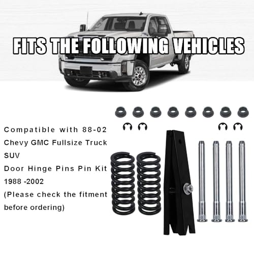 RULLINE Complete Door Hinge Repair Kit for Chevy GMC - Includes Pin, Bushing, Spring, and Tool - Compatible with C1500 C2500 K1500 K2500 K3500 Suburban Tahoe Jimmy Yukon 1988-2002 - size: For 88-02 Chevy 19pcs