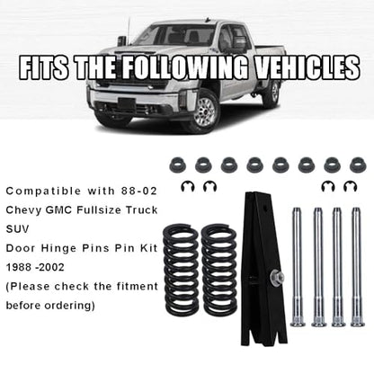RULLINE Complete Door Hinge Repair Kit for Chevy GMC - Includes Pin, Bushing, Spring, and Tool - Compatible with C1500 C2500 K1500 K2500 K3500 Suburban Tahoe Jimmy Yukon 1988-2002 - size: For 88-02 Chevy 19pcs