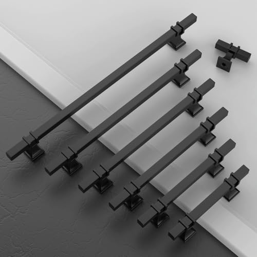 Amerdeco 10 Pack Matte Black Cabinet Knobs 1.46 Inch(37mm) Single Hole Cabinet Handles Rectangle Dresser Knobs Drawer Knobs and Pulls for Bathroom Cabinets ZH0067 - color: Matte Black, size: 1.46"/37MM Single Hole