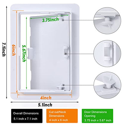 Plumbing Access Panel for Drywall 4 x 6 Inch Plastic Access Door Removable Wall Access Panel Ceiling Reinforced Hinged Durable White - size: 4 x 6 Inch