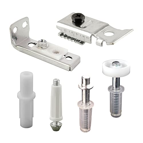 Prime-Line N 7534 Bi-Fold Door Hardware Repair Kit – Includes Top and Bottom Brackets, Top and Bottom Pivots and Guide Wheel – Door Repair Kit for 1" to 1-3/8" Thick Doors Up To 50 Lbs. (1 Kit), Zinc