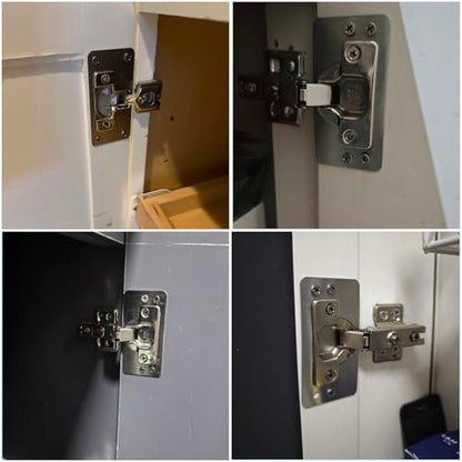 2 Sets Black Stainless Steel Repair Plate Multi Hole Hinge Mounting Plate Furniture Restoration Tool Suitable for Cabinet Storage Units Wardrobes Dressers