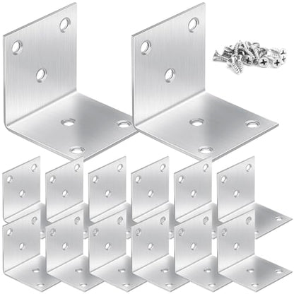 20 Pcs Metal Corner Braces, 2 Inch 90° L Brackets with Screws, Stainless Steel Angle Bracket, L Shape Bracket, Heavy Duty Corner Brace for Wood Furniture Bookshelf Bed Chair(Sliver)