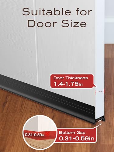 SUNMON Silicone Door Draft Stopper, 39.6 inches Upgraded Seal Blocker, Under Door Sweep Weather Stripping（Black） - color: Black