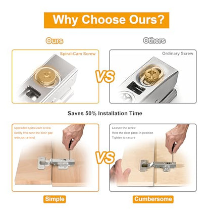 10pcs Full Overlay Cabinet Hinge Frameless Concealed Door Hinges European Soft Closing Four-Hole Mounting Plate Hinges Nickel Plated Finish - color: Full Overlay, size: 5 Pairs