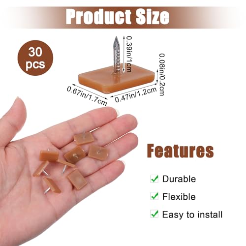 Tack-in Drawer Glides, 30 Pieces Plastic Drawer Slides Guides 17x12 mm Square Nail-On Gliders with Transparent Box for Dresser Repair, Fix Drawers Restore Smooth Sliding Motion for Furniture (Brown)