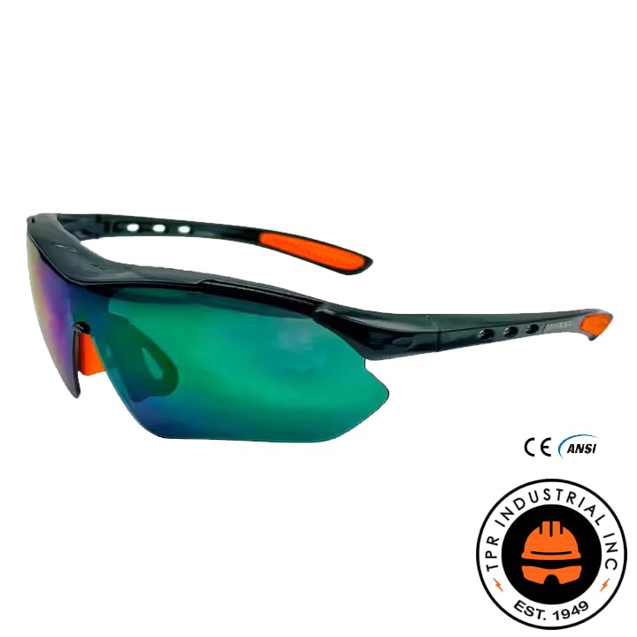 Safety Glasses, ANSI Z87.1 Certified with Anti-Fog and Scratch Resistant Lenses, Adjustable with Black Frame - color: Blue