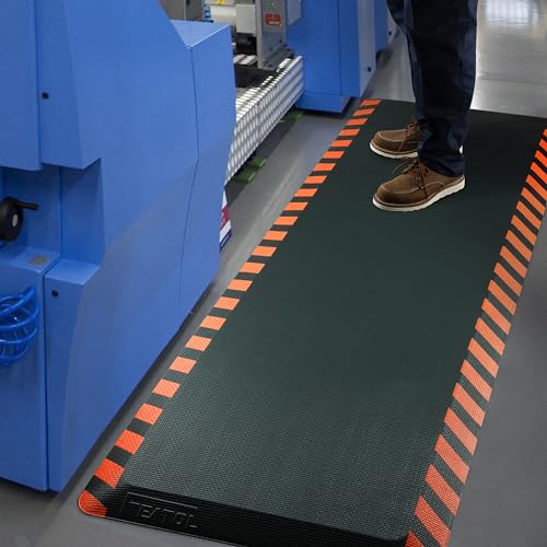 FEATOL Anti Fatigue Mat Industrial, Ergonomic Standing Floor Mat for Work for Stand -Safety Support for Leg & Back Pain(Orange Border, 20" x 59", 1PC) - color: Orange Border, size: 59"L x 20"W x 0.9"Th