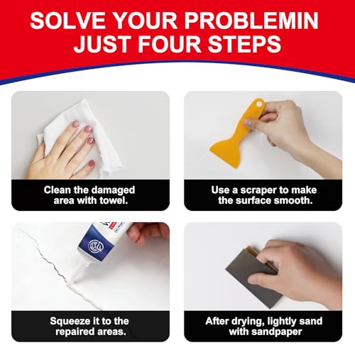 Drywall Repair Kit, Fivewan Wall Patch Repair Kit, Wall Mending Agent with Scraper, Simple Filling of Wall Holes＆Efficient Crack Repair