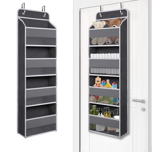 Giraffe Creation Over Door Organizer with 4 Large Capacity Pockets, Heavy Duty Hanging Organizer Storage for Closet Bathroom Nursery Bedroom Dorm, Toys Cosmetics Sundries and Baby Essentials, Gray - color: Original Grey