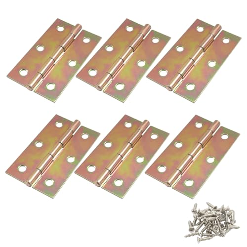 Murtenze 6 Pack 2.5 Inch Door Hinge, Colorful Butt Hinges Ball Bearing Window Outdoor Hinges with Mounting Screws - color: Colorful, size: 2.5 Inch - 6PCS