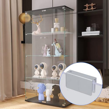 4 Pack Glass Clip Silver Strikes Plate Magnetic Rectangular Touch Clamps Glass Cabinet Latch Replacement Parts for Cabinet, Glass Door, Wardrobe - color: Silver