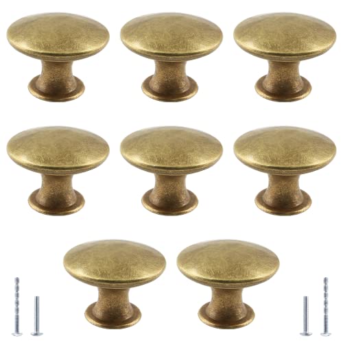8Pcs Antique Brass Kitchen Cabinet Knobs Handle Pulls, 30mm Vintage Round Drawer Knob Pulls for Dresser, Cupboard, Bathroom, Kitchen, Closet - color: Brass, size: 8pcs