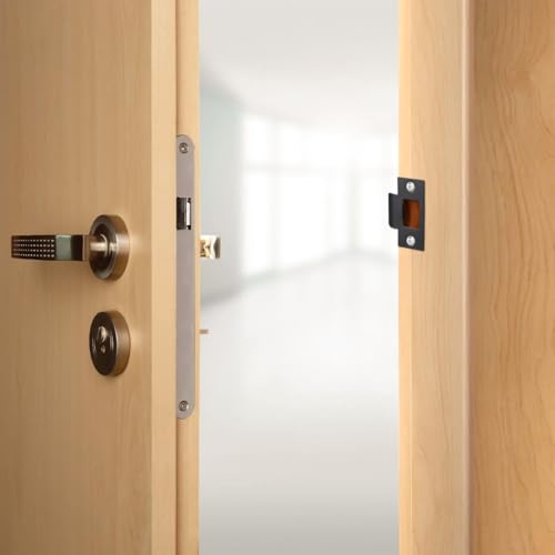 SEWACC 4pcs Door Lock Strike Plate Door Latch Restorer Universal Security Striker, 2.75 Inch Stainless Steel Security Reinforcement Plate Deadbolt Cover Repair Kits to Fix Latch Sticking