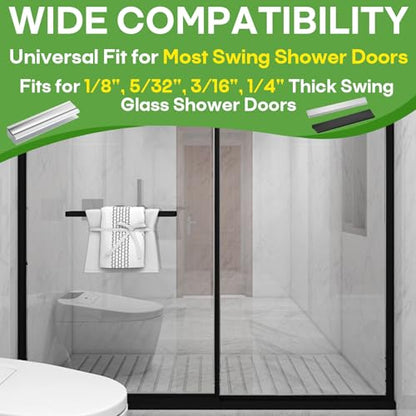 3" Shower Door Magnet Latch Replacement Kit with Metal Strike & Magnet Fit for 1/8", 5/32", 3/16", 1/4" Thick Swing Glass Flush Shower Doors and Frameless Shower Doors Handles