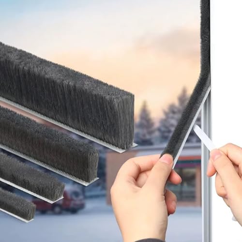 66 Ft Gray Self-Adhesive Soundproofing Weather Stripping for Doors and Windows,0.4" Wide x 0.2" Thick - color: Gray, size: 2Pack,33Ft x 0.2in Brush x 0.4in Backing