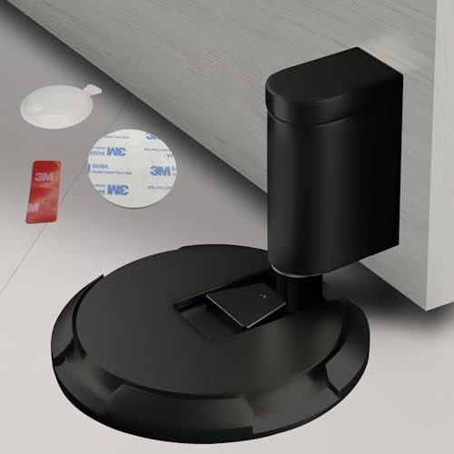 HOOFUS No Magnetic Mechanical Floor Door Stopper,Adjustable Door Holder, for Door Gaps up to 0.75 Inch in Height,Nail Free or Screws (Black, 1 Pack) - color: Black, size: 1 Pack