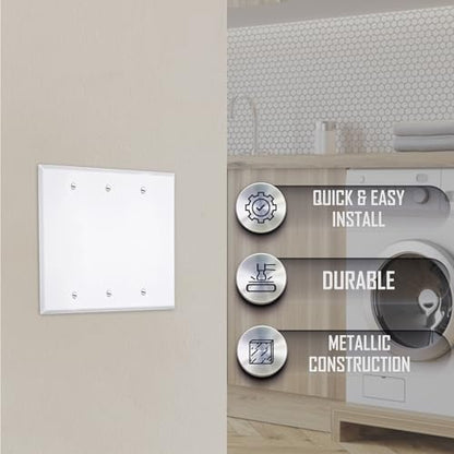 TayMac WW-BBB Standard Metallic Wallplate with Blank, Three Gang, White Smooth - style: Three Gang