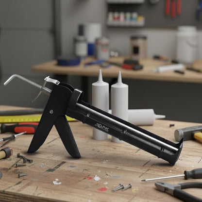 ADAK - Professional Caulking Gun, 10:1 Thrust Ratio, Caulking Gun No Drip, Hand Tool for Silicone & Sealant Application, Smooth Pressure Caulk Gun, Caulking Gun Tool (Whole Black) - color: Whole Black