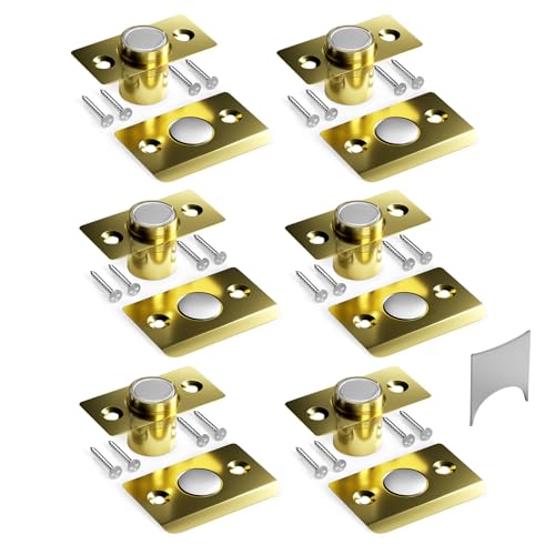 Tonitrui Silent Door Ball Catch, Adjustable Strong Magnet Door Catch,Using Completely noiseless,Perfectly Replacing The Old Ball Catch(Gold 6 Pack, Upgraded Version) - color: Gold, size: 6 Pack