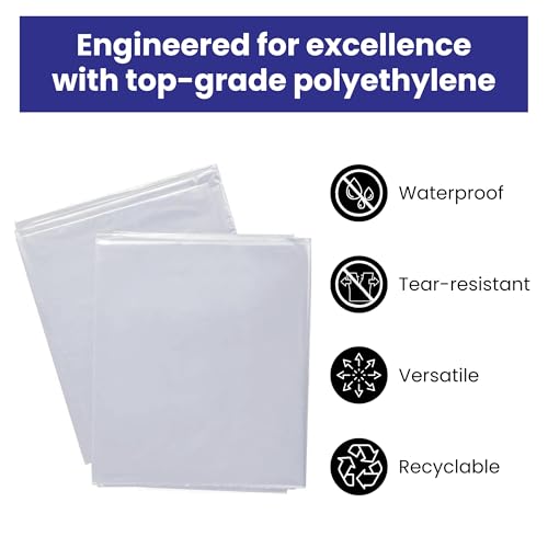 VicMore 2-Pack Plastic Drop Cloth 9x12 Feet - Waterproof and Clear Tarp for Painting, Furniture Protection, and Floor Covering - Durable Multipurpose Sheeting - size: 9FT x 12FT, 2 PACK, MEDIUM-DUTY