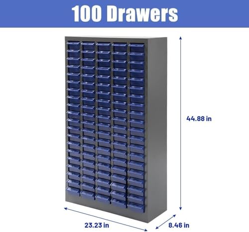 Yeeoy 100 Drawers Parts Cabinet Bolt and Nut Tool Storage Cabinet Part Cabinet Organization Shelves with ABS Material Drawer for Tool Hardware Storage, Grey - size: 100 Drawer