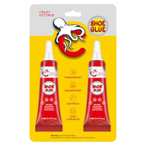 Shoe Glue, Strong, Clear Shoe Repair Glue for Sneakers, Boots, Handbags, Soles, Heels, Works on Leather, Rubber, Canvas, 15ml Tube x 2 - color: 30g