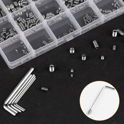 360 Pcs Allen Head Screws - Hex Socket Head, Grub Screw Set - M2.5/M3/M4/M5/M6/M8 Metric Stainless Steel Internal Hex Drive Cup-Point Screws Assortment Kit for Door Handles, Light Fixture - size: 14Size（360pcs Stainless Steel）