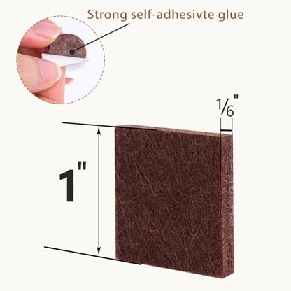 48 PCS Felt Furniture Pads, 1-inch Square Brown Chair Felt Pads, Felt Pads for Furniture Feet to Protect The Floor from Scratches,Reduce Noise (Brown) - size: Square 48PCS-Brown