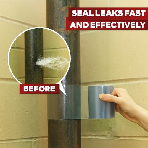XFasten Waterproof Patch Seal Repair and Leak Shield Tape, Clear, 6-Inch x 5-Foot, Weatherproof Water Barrier Tape for Chimney, Roof, Boat, and HVAC Hose Repair - color: Clear