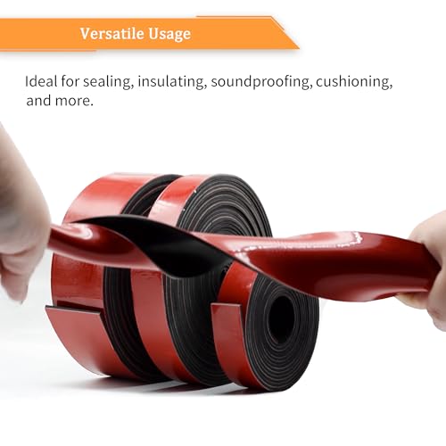 DOBTIM Solid Neoprene Rubber Strips with Adhesive Backing 1/8 (.125)" Thick x 2" Wide x 10' Long, Self Adhesive Rubber Sheets, Rolls & Strips for DIY Gaskets Crafts Pads Seals Warehouse Flooring - size: 2" X 10', style: .125" thick (Adhesive）