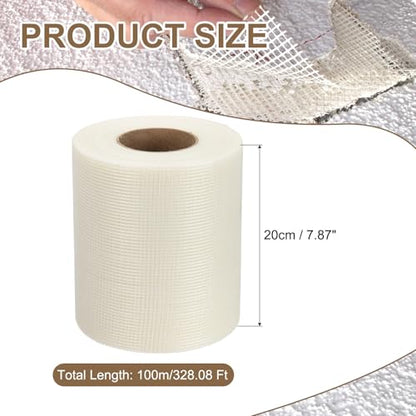 PATIKIL Drywall Repair Mesh Tape, 8 inch x 328 ft Fiberglass Repair Patch Self-Adhesive Dry Wall Joint Tape 8 Mesh Wall Hole Crack and Seam Patch, White - size: 8 inch x 328 Feet