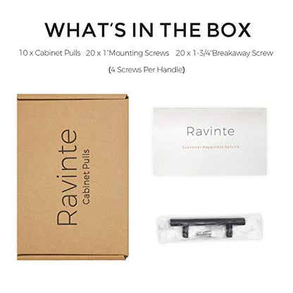 Ravinte 10 Pack 7.38'' Cabinet Pulls Flat Black Stainless Steel Kitchen Cupboard Handles Cabinet Handles 7.38''Length, 5'' Hole Center - size: 7.38 Inch (5 Inch Hole Center)