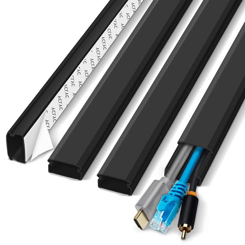 Cable Cover, 62.8in Black Cord Hider for TV, Paintable Cord Cover Kit, Hide Cords - Cord Concealer Cable Channel 4xL15.7in W0.98in H0.5in - color: Black, size: W 0.98in X H 0.5in X L 62.8in