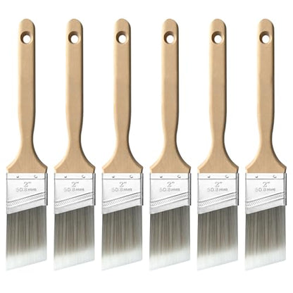 Great Andrew 6 Pack 2-inch Paint Brushes, Angle Paint Brushes with Wood Handle for Painting Walls, Trim & Detail Work, Oil Paints & Stains, Latex - size: 6 pcs - 2-inch