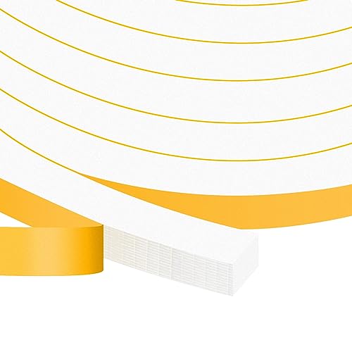 Window Insulation Weather Stripping, High Density Insulation Tape for Door, Soundproof Weatherproof Door Weather Stripping, Adhesive Foam Gasket Tape, Anti-Vibration(1/2 in x 1/2 in x 26Ft) - color: White, size: 1/2 In x 1/2 In x 26Ft