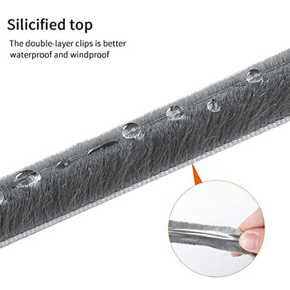 Weather Stripping Door Seal - 5m (16ft) Brush Weather Stripping,Card-Slot Seal Strip Pile Weatherstrip Sweep Brush for Door Window (6mm x 12mm (Backing 0.236 x Brush 0.472 Inch), Gray) - size: 6 mm x 12 mm