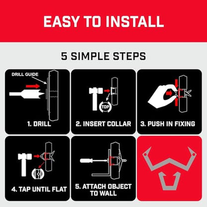Bullfix Drywall Hole Repair Kit - Wall Fixer Hole Kit with Universal Anchors & Screws for Cavity Walls, Stud & Dot Dab, Supports Up to 255 lbs, Dry Wall Repair Kits with Drill Bit & Guide - 4 Pack