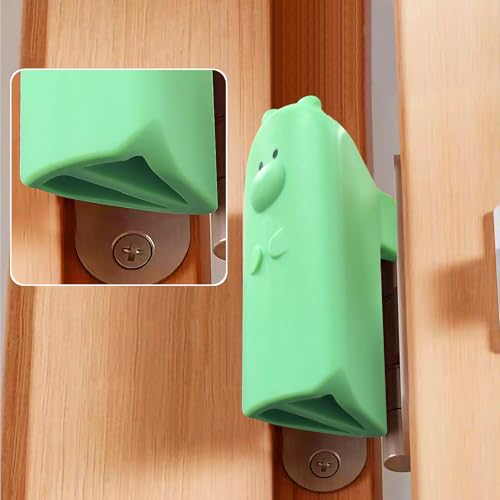 Door Pinch Guard,Slam Stoppers,Soft Stopper Hinge,Hanging Rubber Wedge,Green,2PCS - color: Greenx2