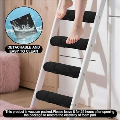 Ladder Pad Set 5 Foam Grip Covers for Bunk Bed Steps Protects Surfaces Reduces Noise 10 Adjustable Hooks Loop Straps Easy Clean