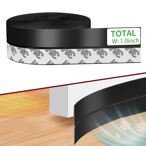 Door Weather Stripping Seal Strip, Door Draft Stopper for Door Frame, Window, Shower Door Bottom Seal, Strong Adhesive Silicone Weather Stripping for Weatherproofing and Noise Reduction, Black - color: Black, size: 1.0 in-16.5ft
