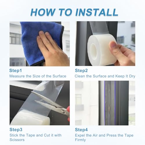 Window Sealing Tape Weather Stripping Tape 2 Inch x 35 Yards Residue Free Clear Window Insulation for Shower Glass Gaps and Doors Seal Windproof Tape (2 Inch x 35 Yards) - style: 2 Inch x 35 Yards