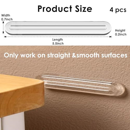 4PCS Long Furniture Bumpers - Wall Protector Guards, Fridge Door Stopper, 5.5x0.7x0.2inches - size: 4pcs Long Thick
