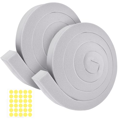 2Packs Air Conditioner Foam Tape with Adhesive, 1''X1''X 6.5 Ft Window Weather Stripping, High Resilience Ac Window Seal Kit Foam Insulation for Winter Summer (6.5ft X 2 Rolls, Grey) - color: 2 PCS, size: 1''x1'' Grey